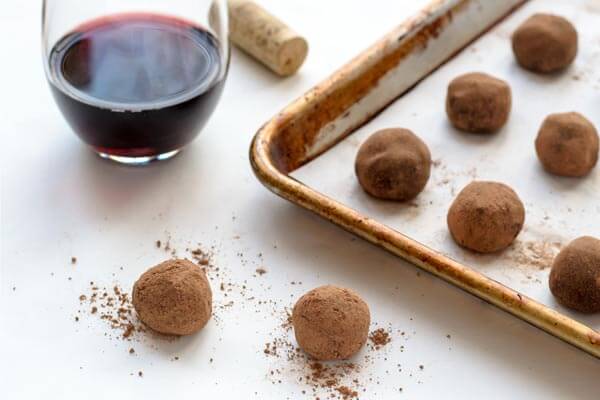 Trufas de chocolate negro y vino tinto